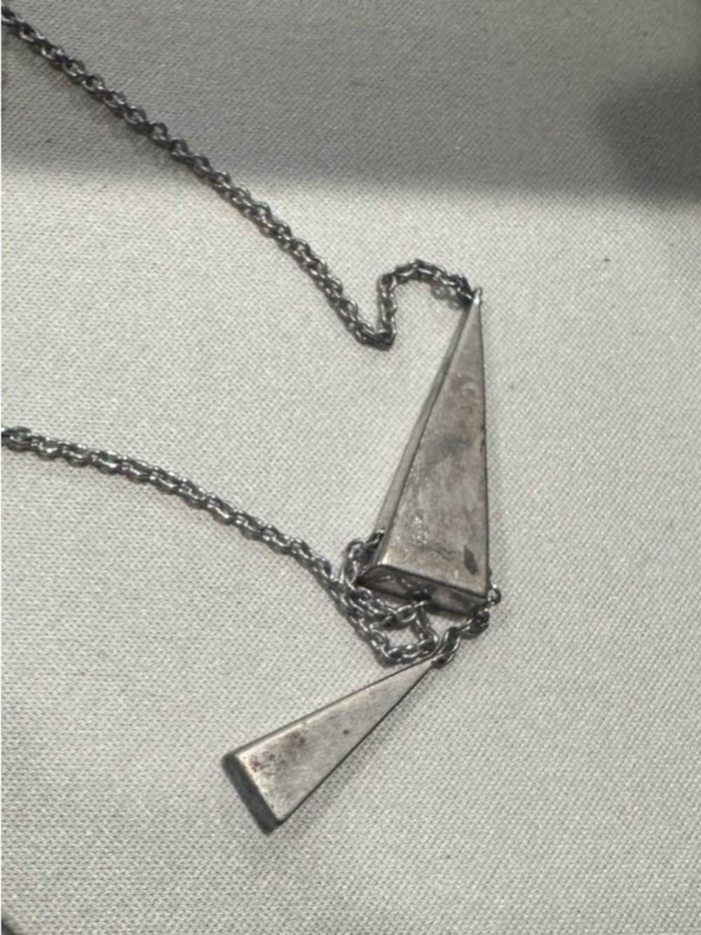 Touchstone crystal Delicate Two-Tone Triangle Drop Necklace - Gold and Silver - Picture 3 of 3